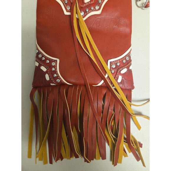Western Style Fringe Cross Body Handbag Women Purse Single Shoulder Red Bag NEW - Picture 4 of 9